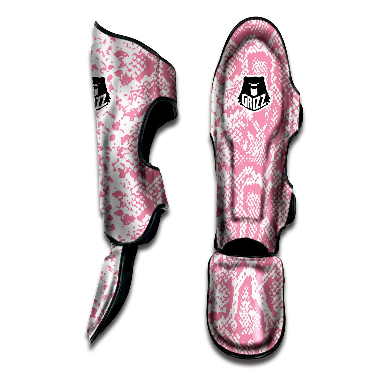 Python Snakeskin Pink Print Muay Thai Shin Guards-grizzshop