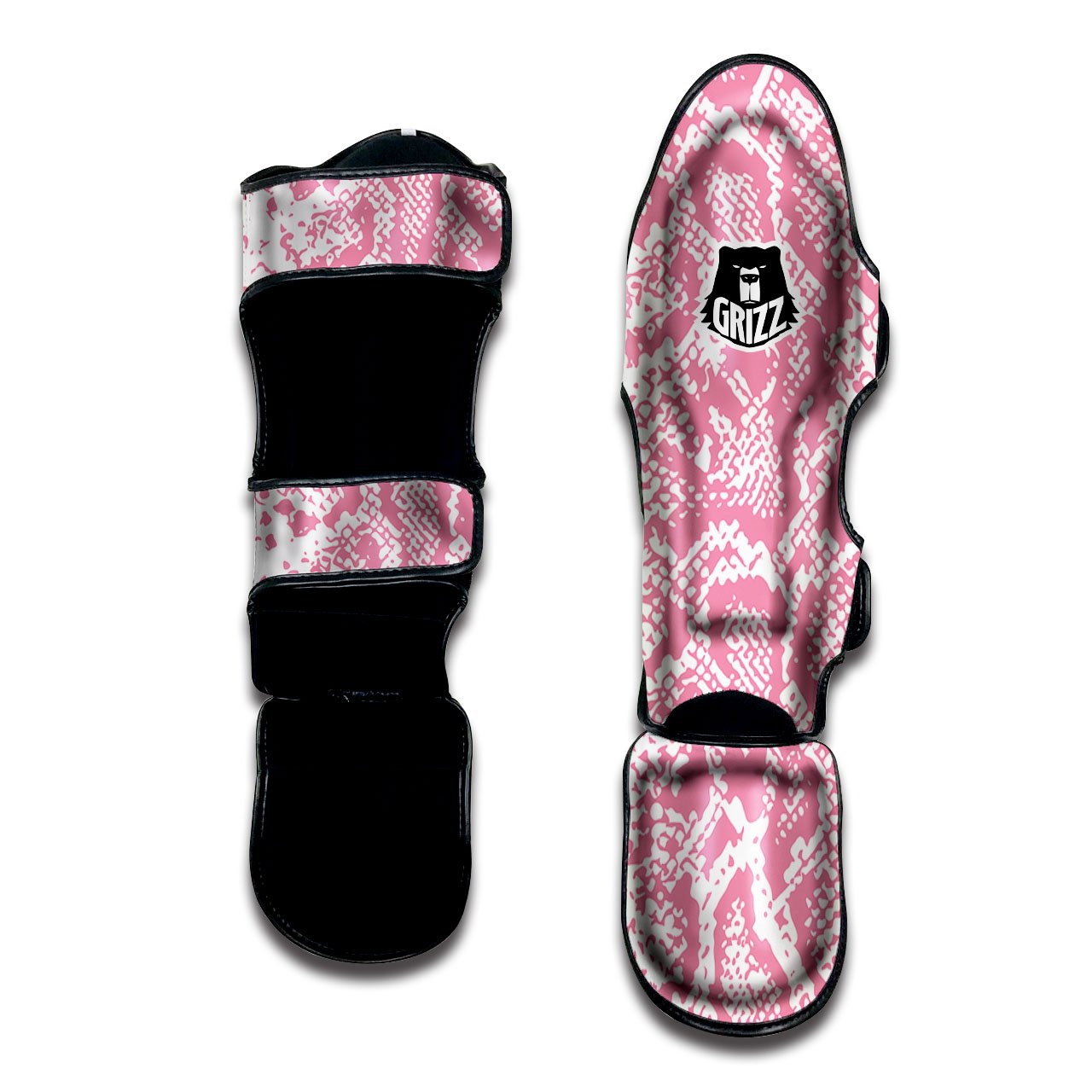Python Snakeskin Pink Print Muay Thai Shin Guards-grizzshop