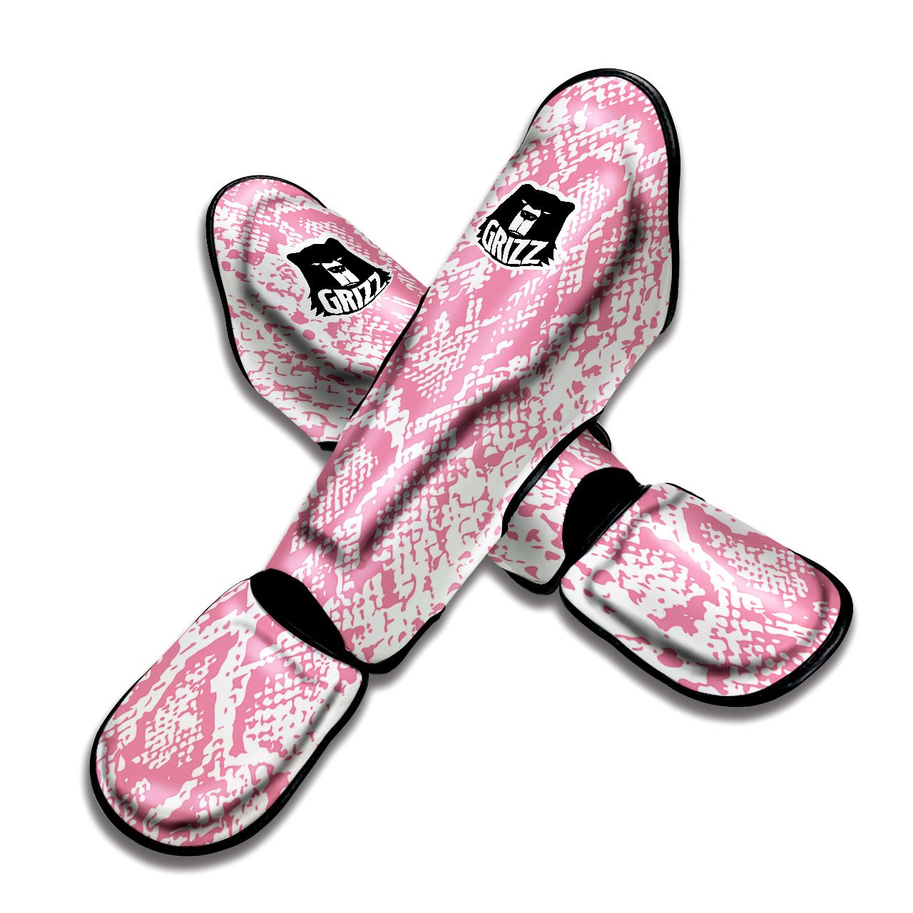 Python Snakeskin Pink Print Muay Thai Shin Guards-grizzshop