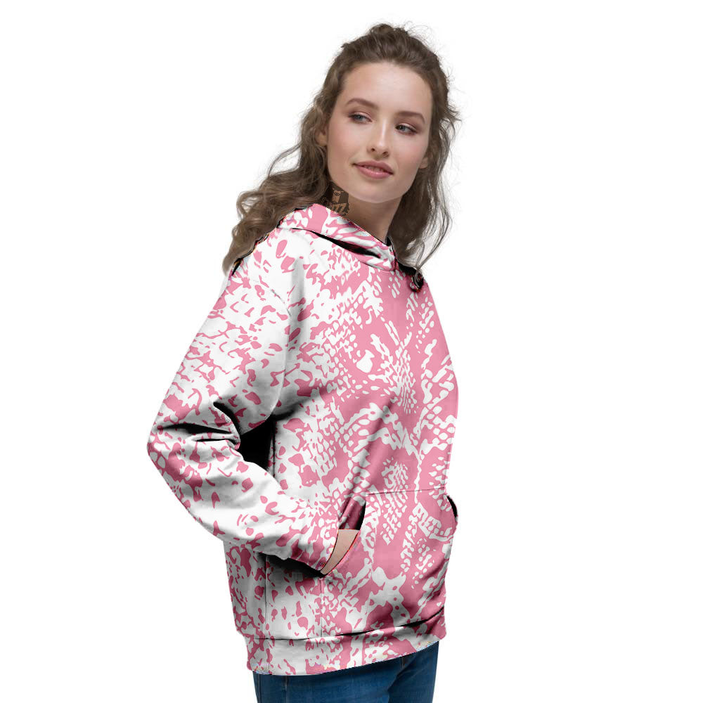 Python Snakeskin Pink Print Women's Hoodie-grizzshop