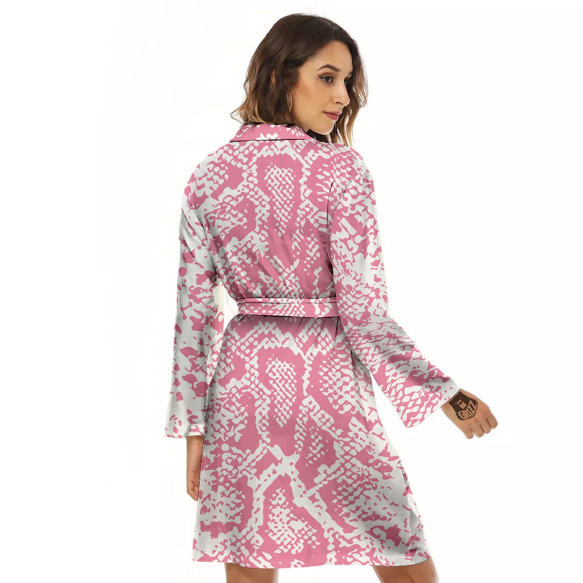 Python Snakeskin Pink Print Women's Robe-grizzshop