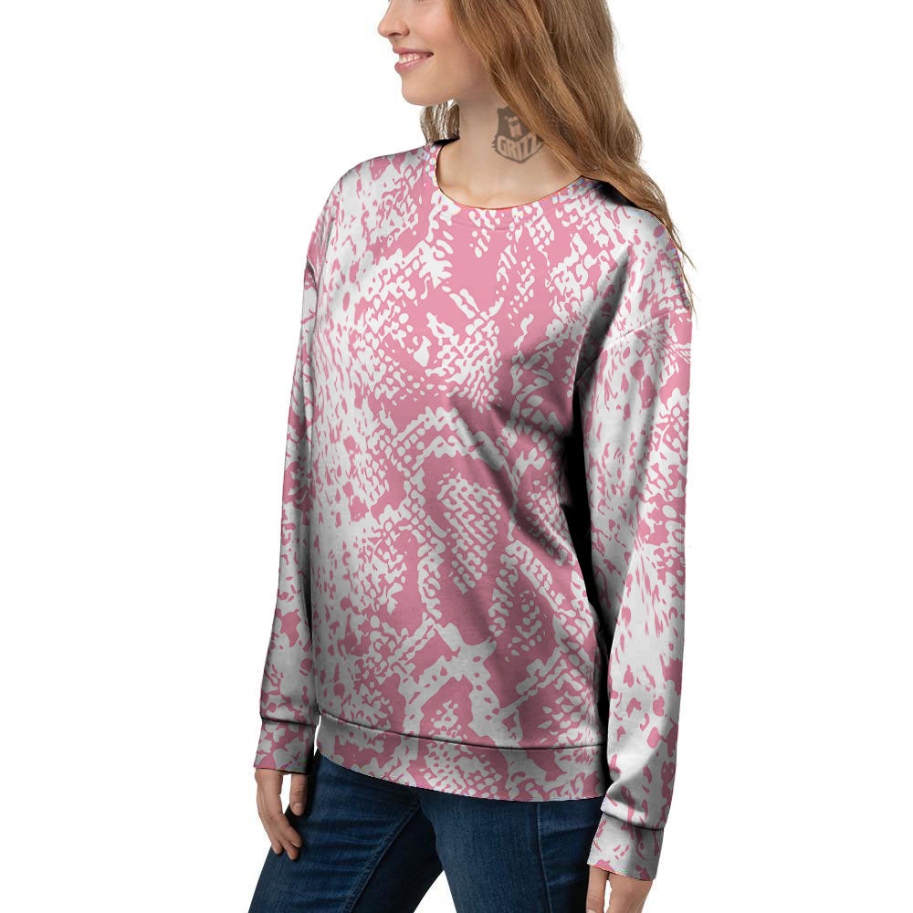 Python Snakeskin Pink Print Women's Sweatshirt-grizzshop