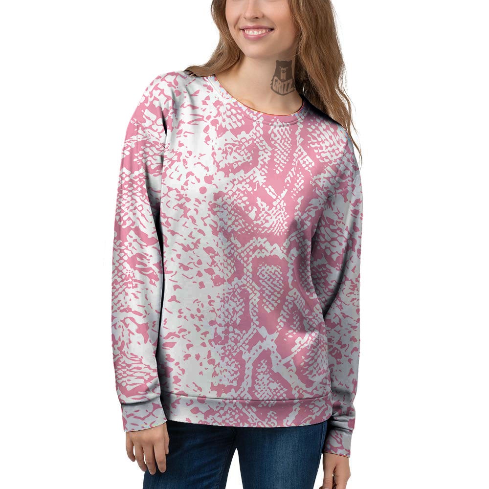 Python Snakeskin Pink Print Women's Sweatshirt-grizzshop