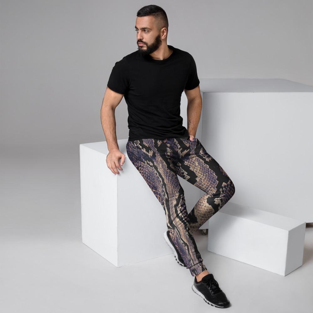 Python Snakeskin Print Men's Joggers-grizzshop