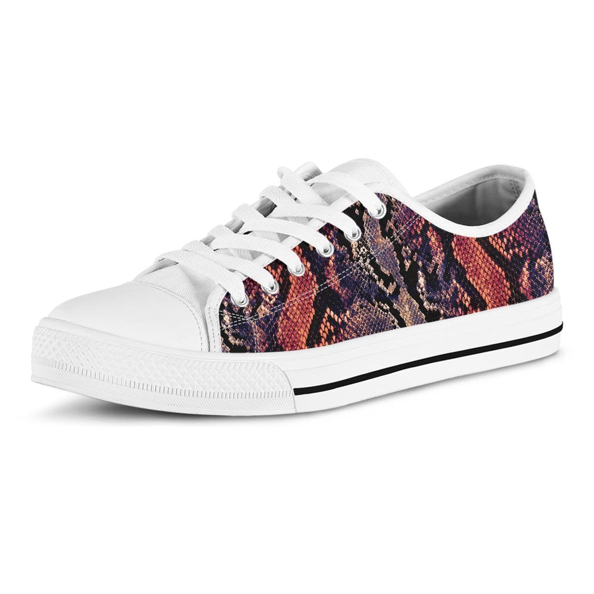 Python Snakeskin Print Men's Low Top Shoes-grizzshop