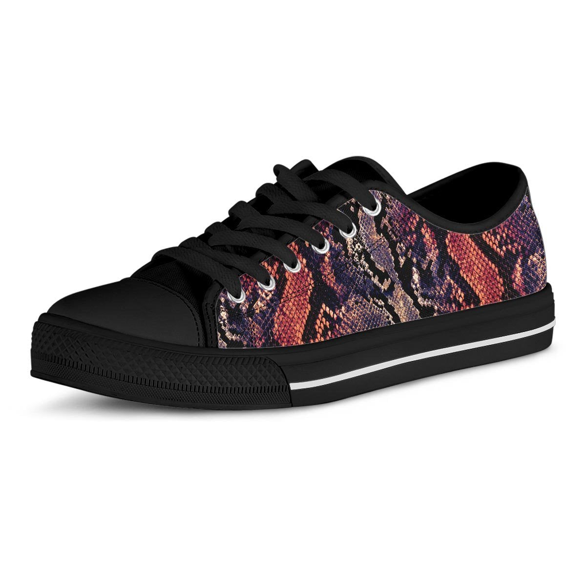 Python Snakeskin Print Men's Low Top Shoes-grizzshop