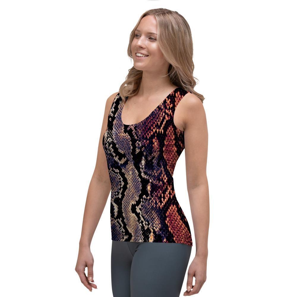 Python Snakeskin Print Women's Tank Top-grizzshop