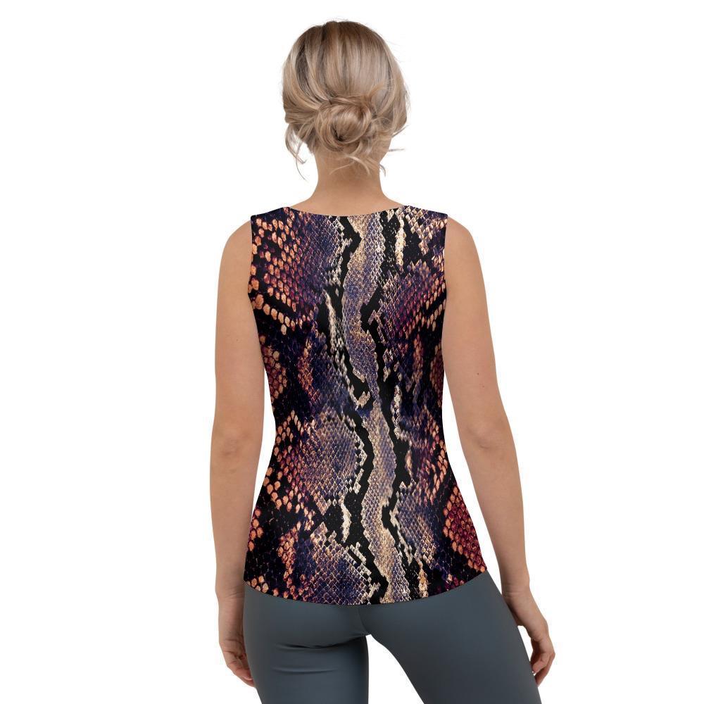 Python Snakeskin Print Women's Tank Top-grizzshop