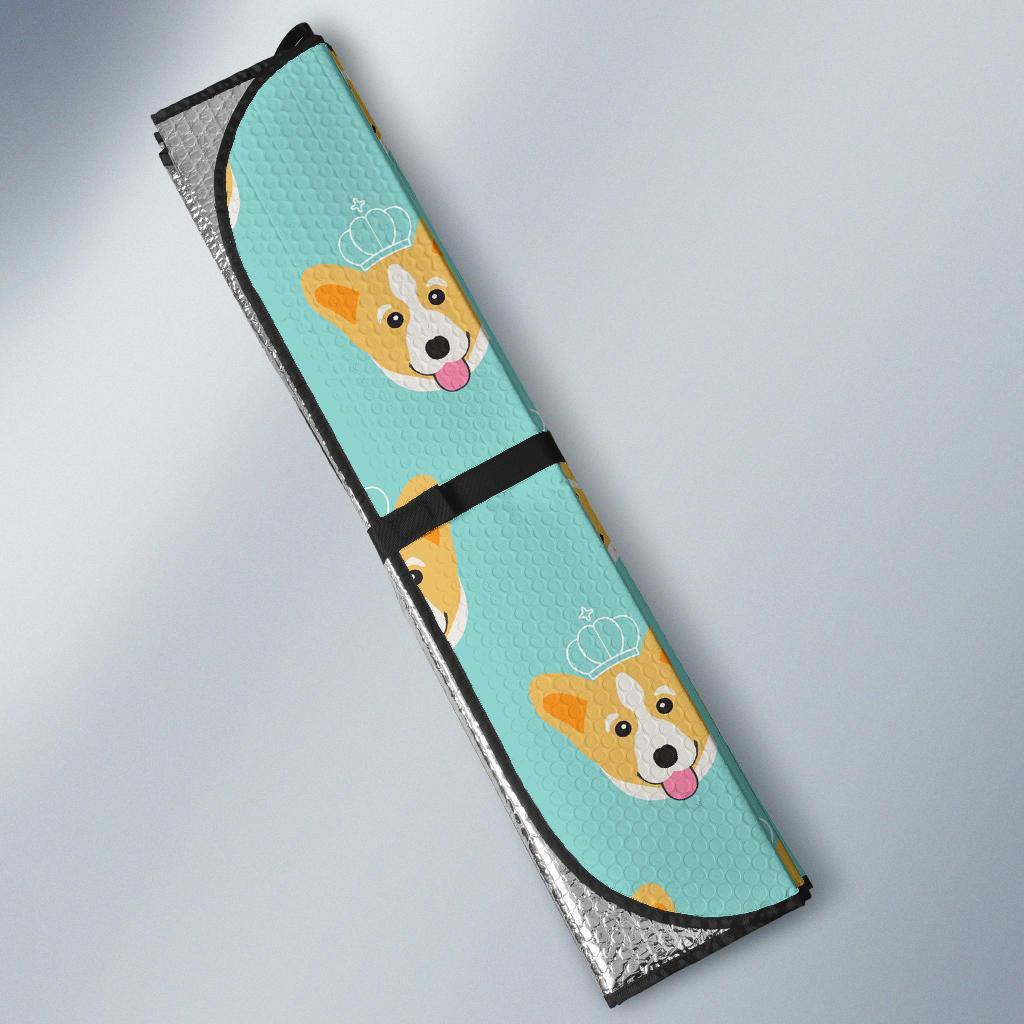 Queen King Corgi Pattern Print Car Sun Shade-grizzshop
