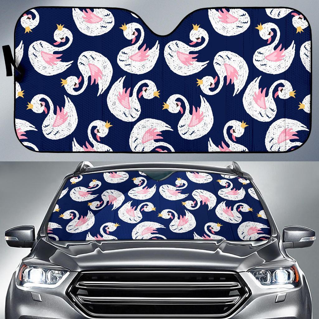 Queen Swan Pattern Print Car Sun Shade-grizzshop