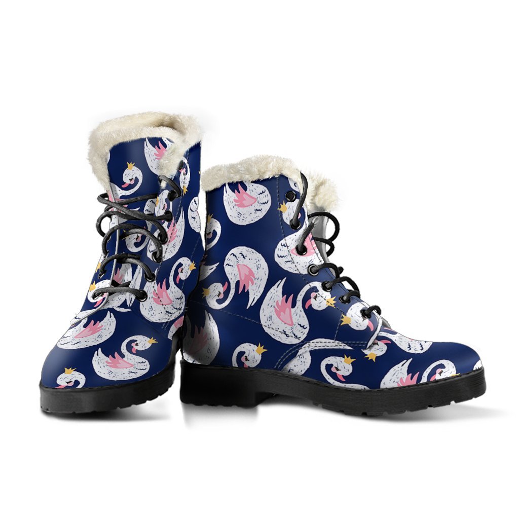 Queen Swan Pattern Print Comfy Winter Boots-grizzshop