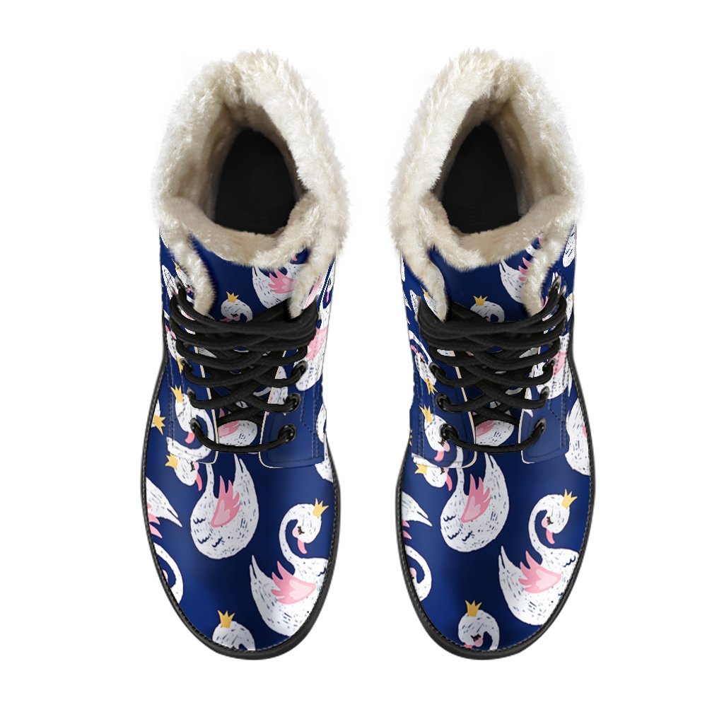 Queen Swan Pattern Print Comfy Winter Boots-grizzshop
