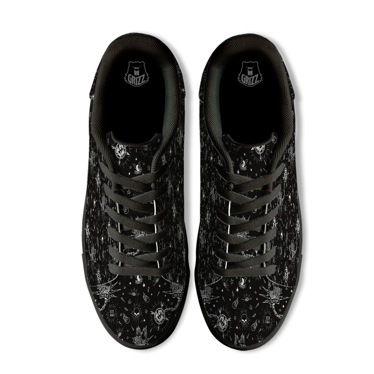 Quote Motorcycle Print Pattern Black Low Top Sneakers-grizzshop