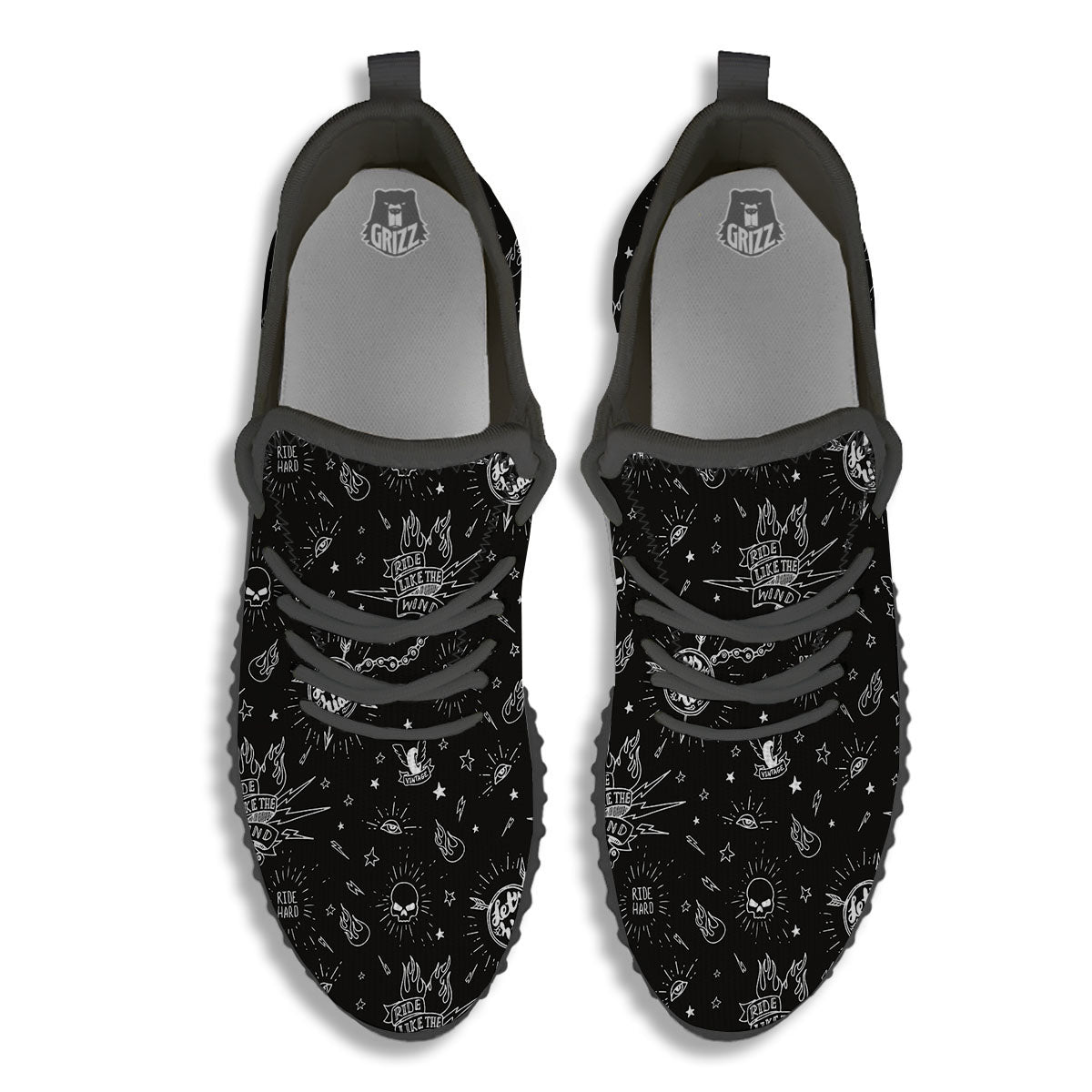 Quote Motorcycle Print Pattern Black Walking Shoes-grizzshop