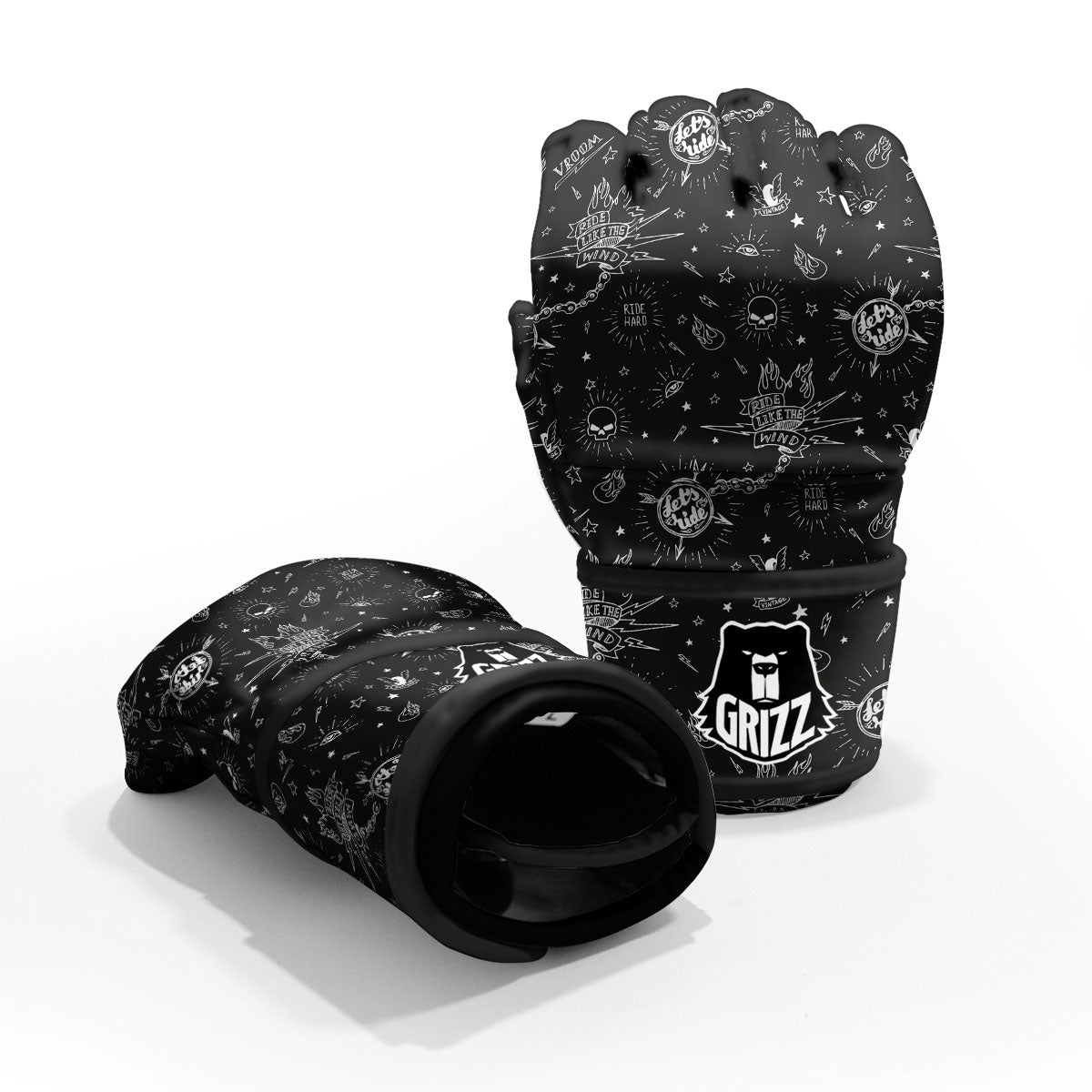 Quote Motorcycle Print Pattern MMA Gloves-grizzshop