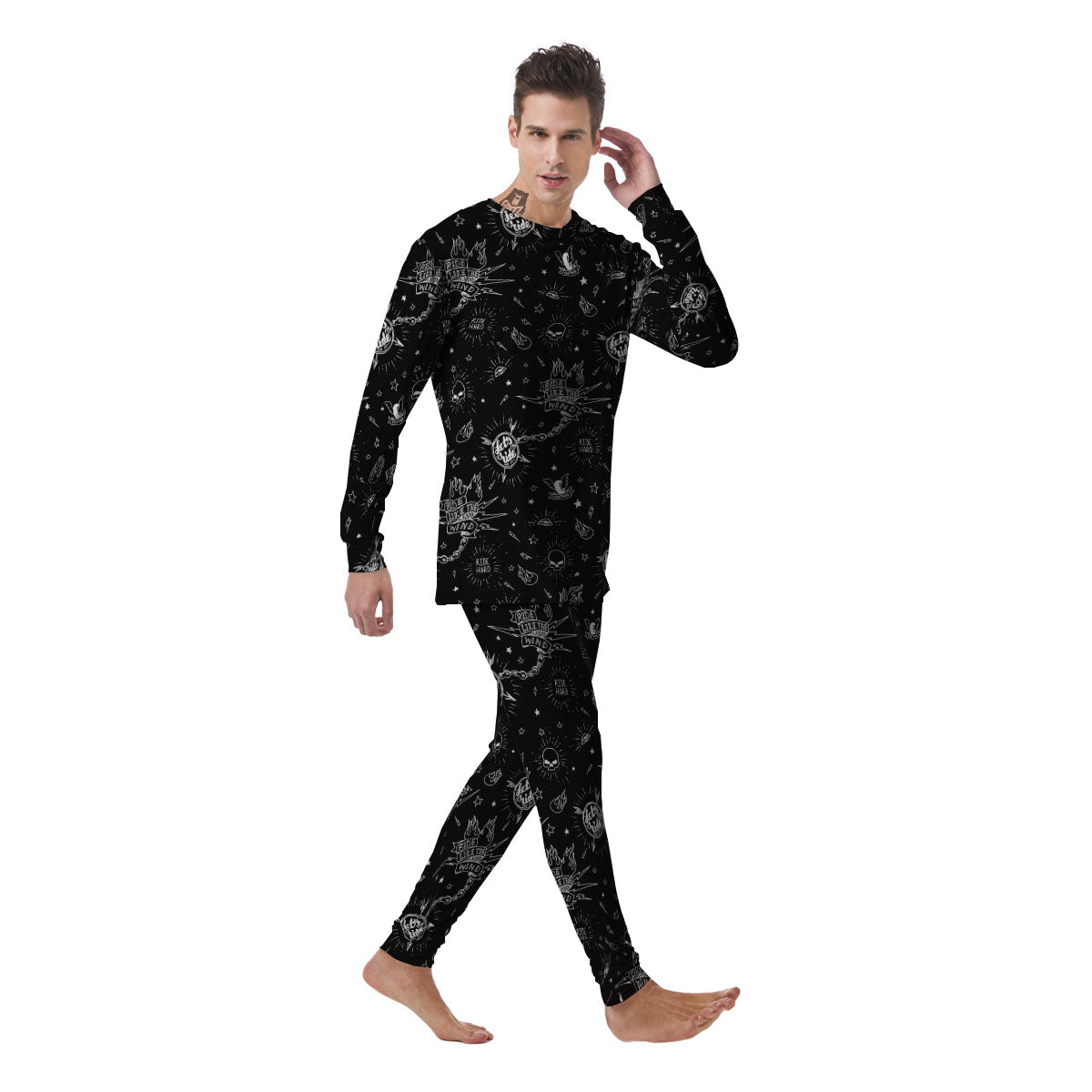 Quote Motorcycle Print Pattern Men's Pajamas-grizzshop
