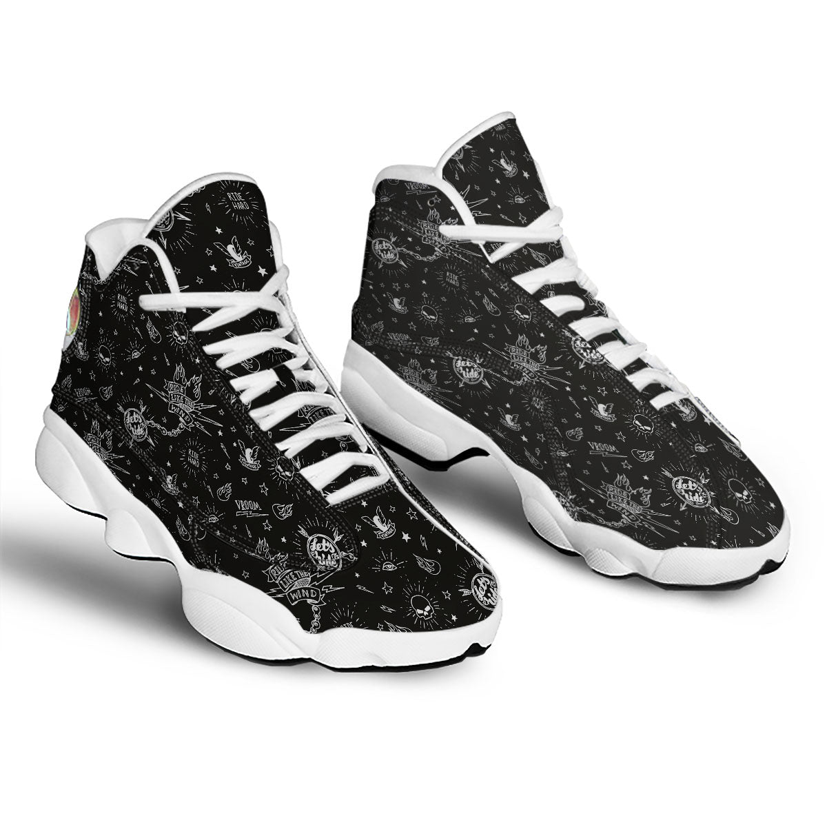 Quote Motorcycle Print Pattern White Basketball Shoes-grizzshop
