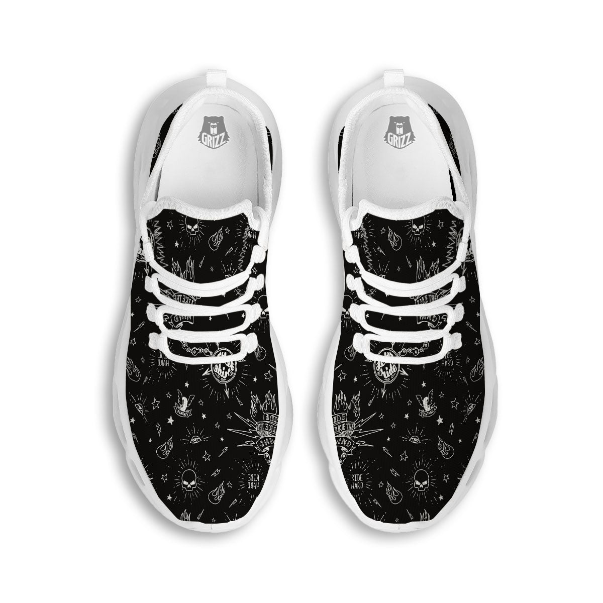 Quote Motorcycle Print Pattern White Running Shoes-grizzshop