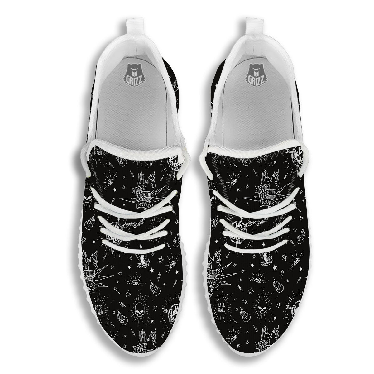 Quote Motorcycle Print Pattern White Walking Shoes-grizzshop