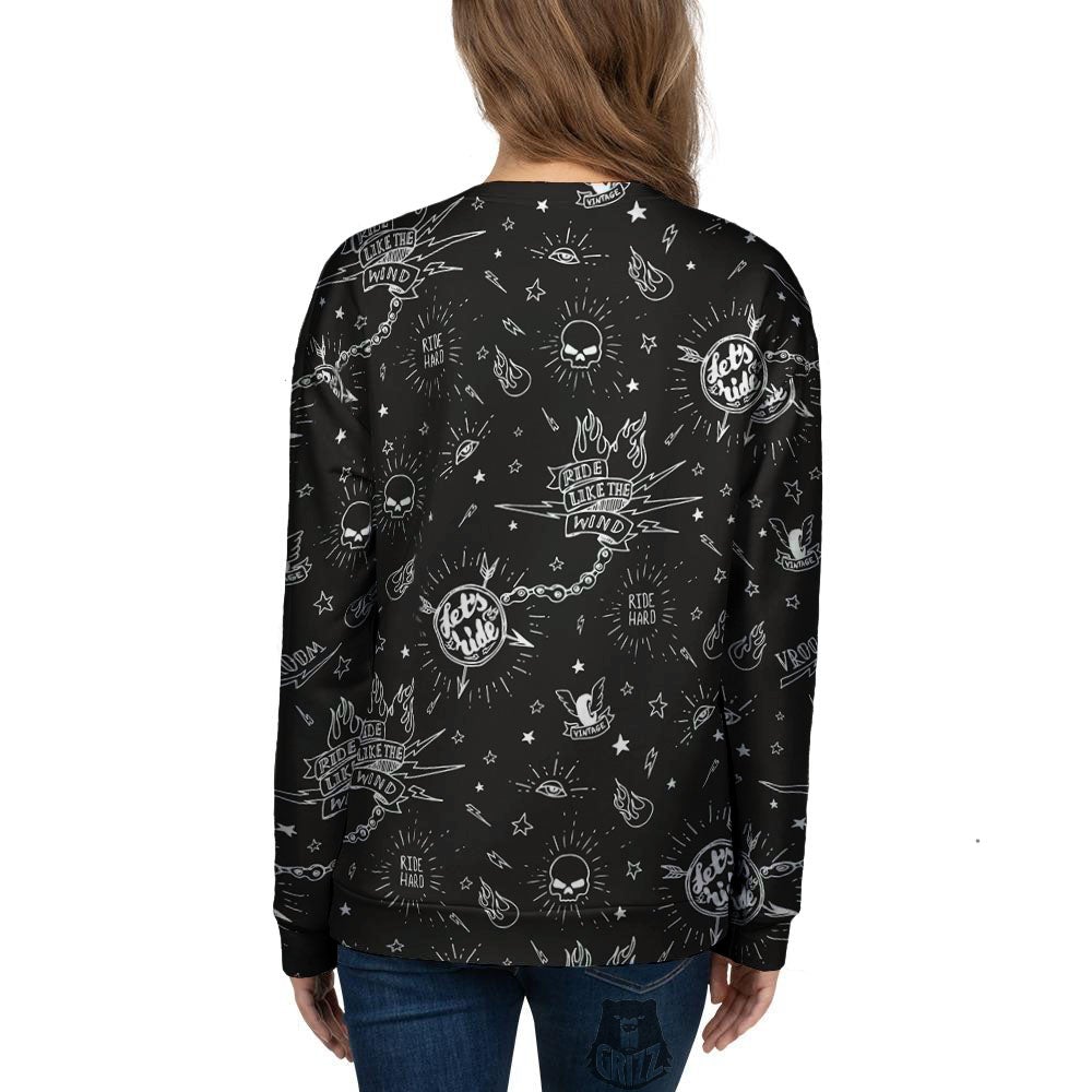 Quote Motorcycle Print Pattern Women's Sweatshirt-grizzshop