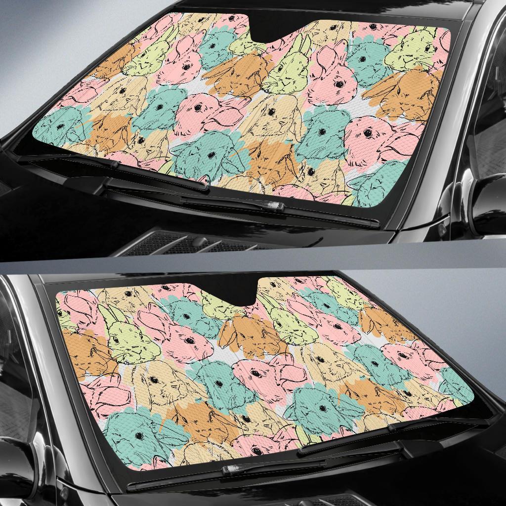 Rabbit Bunny Pattern Print Car Sun Shade-grizzshop