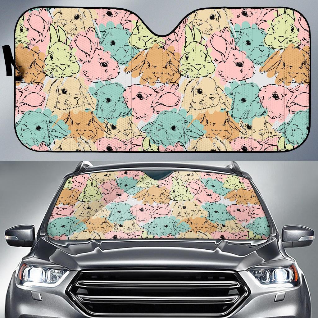 Rabbit Bunny Pattern Print Car Sun Shade-grizzshop