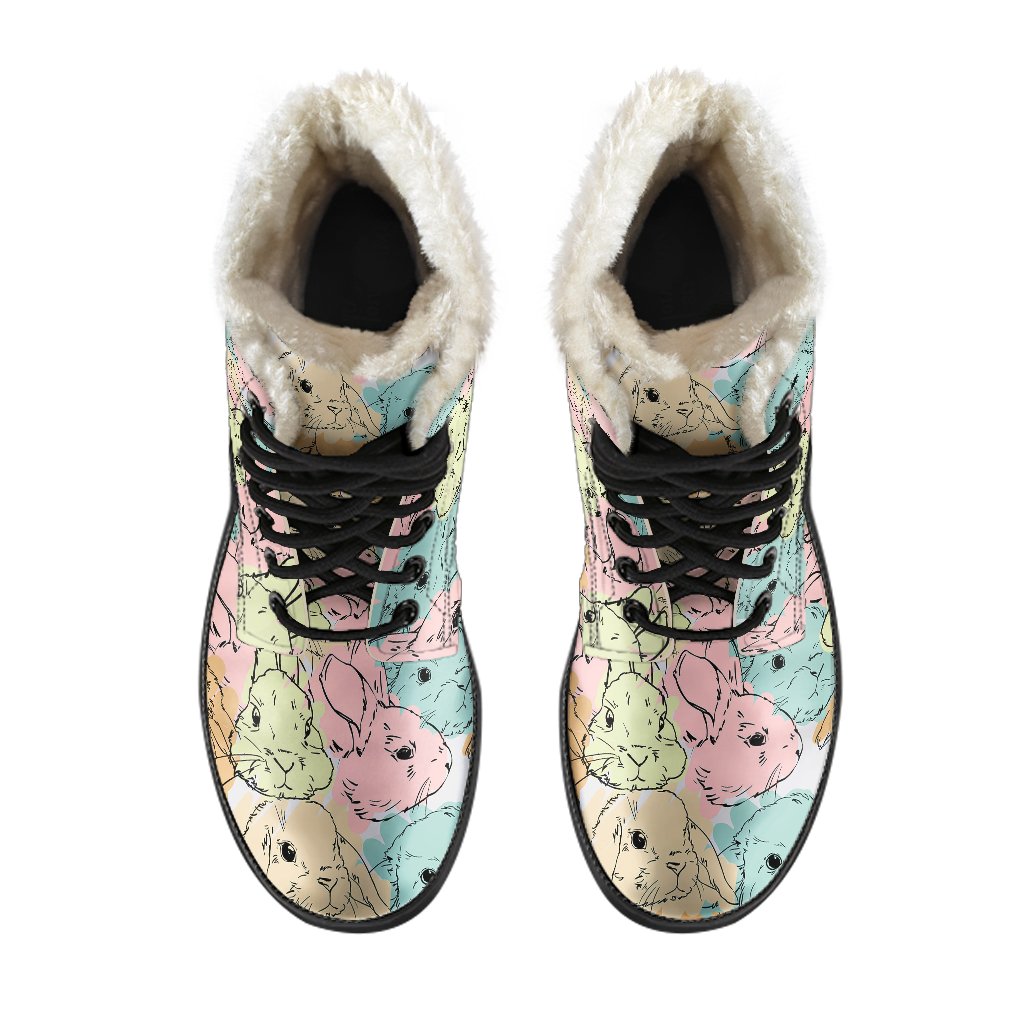Rabbit Bunny Pattern Print Comfy Winter Boots-grizzshop