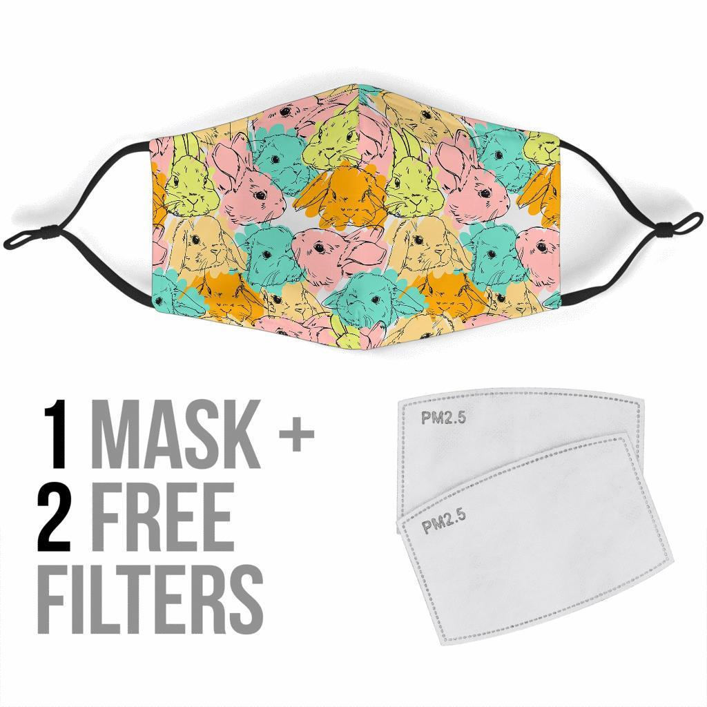 Rabbit Bunny Pattern Print Face Mask-grizzshop