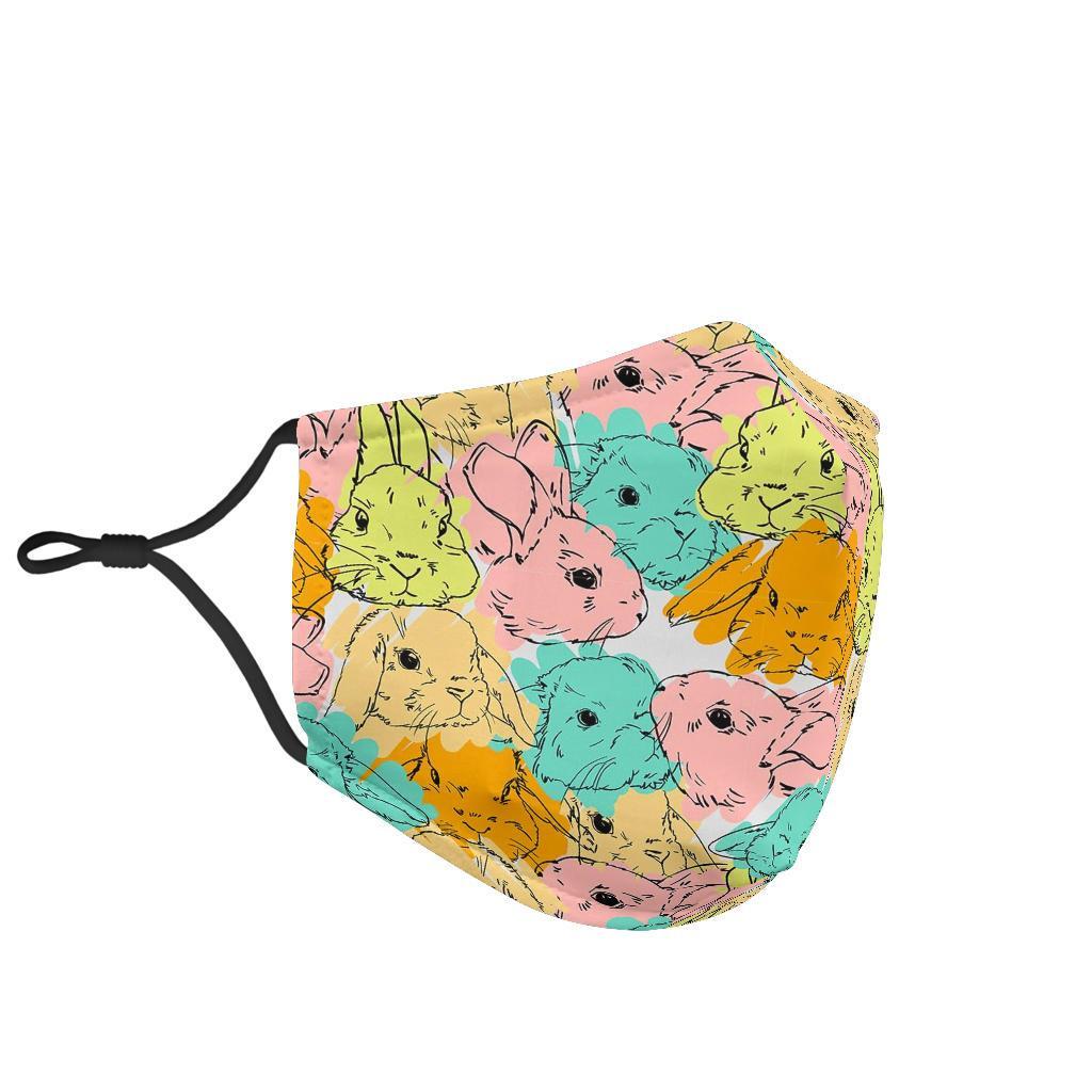 Rabbit Bunny Pattern Print Face Mask-grizzshop