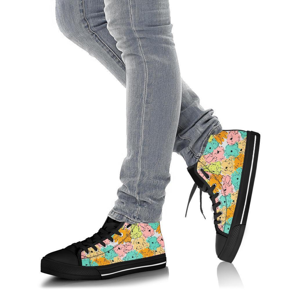Rabbit Bunny Pattern Print Men Women's High Top Shoes-grizzshop