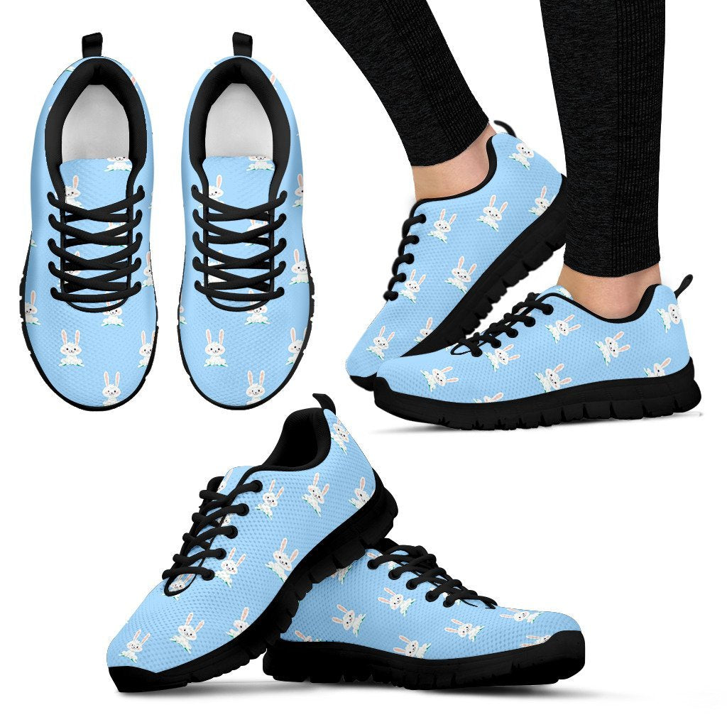 Rabbit Bunny Print Pattern Black Sneaker Shoes For Men Women-grizzshop
