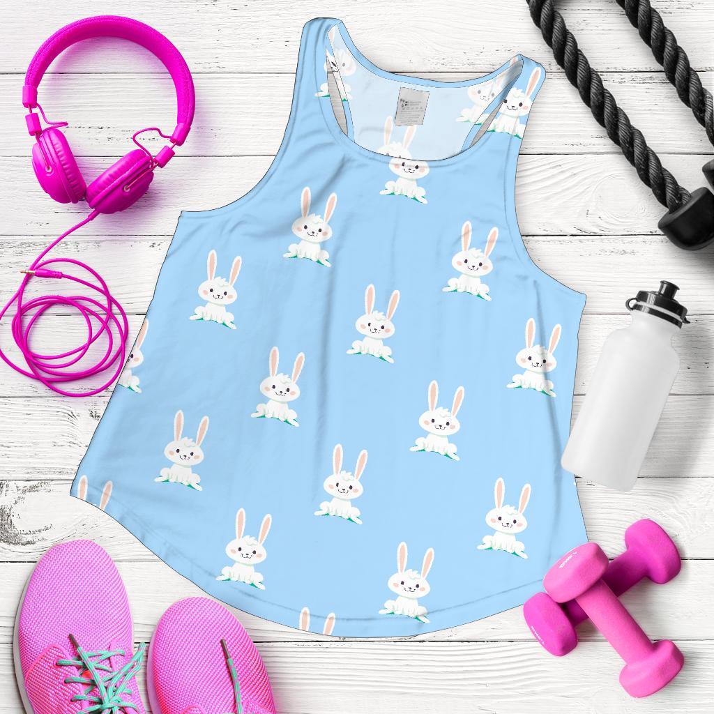 Rabbit Bunny Print Pattern Women's Racerback Tank Tops-grizzshop