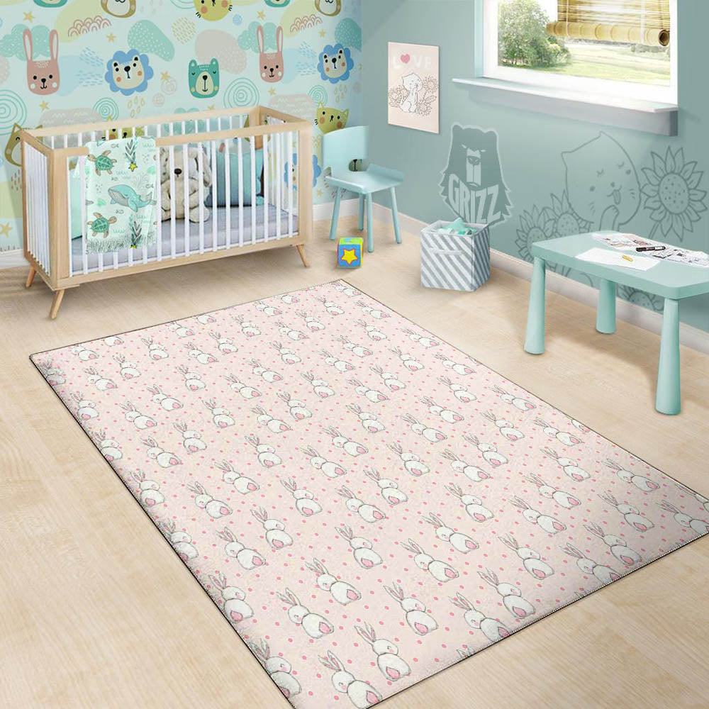 Rabbit Cartoon Print Pattern Floor Mat-grizzshop