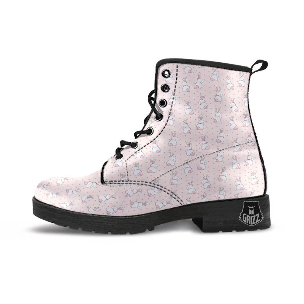 Rabbit Cartoon Print Pattern Leather Boots-grizzshop