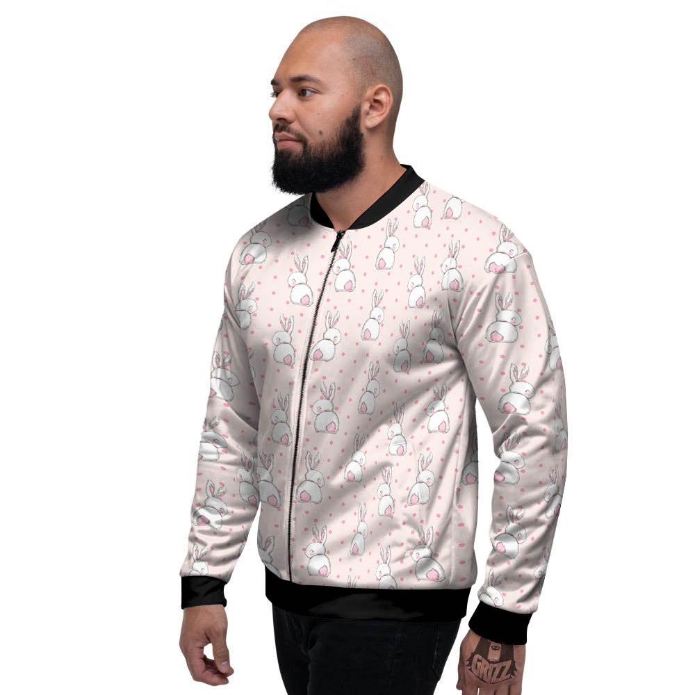 Rabbit Cartoon Print Pattern Men's Bomber Jacket-grizzshop