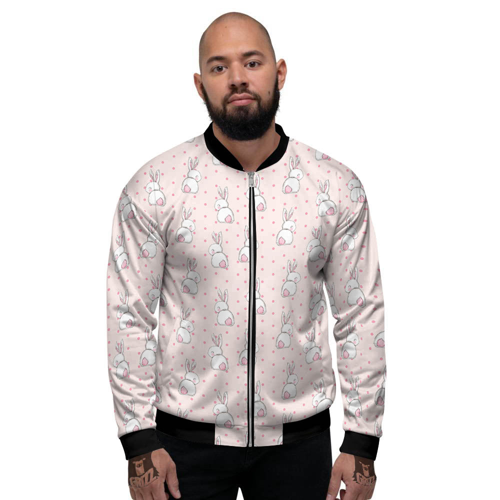 Rabbit Cartoon Print Pattern Men's Bomber Jacket-grizzshop
