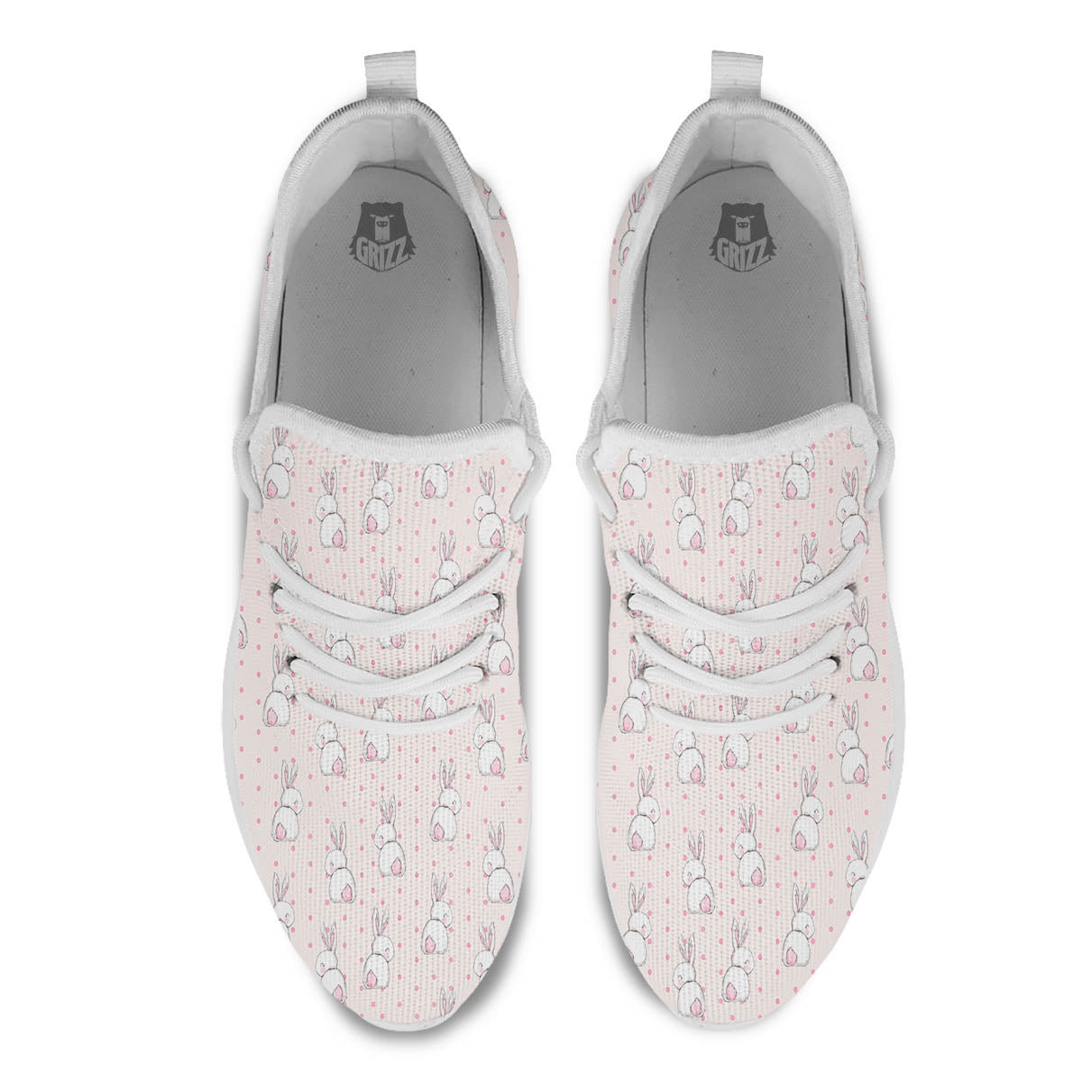 Rabbit Cartoon Print Pattern White Athletic Shoes-grizzshop