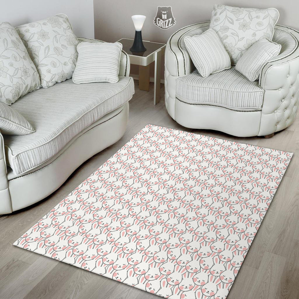 Rabbit Cute Print Pattern Floor Mat-grizzshop