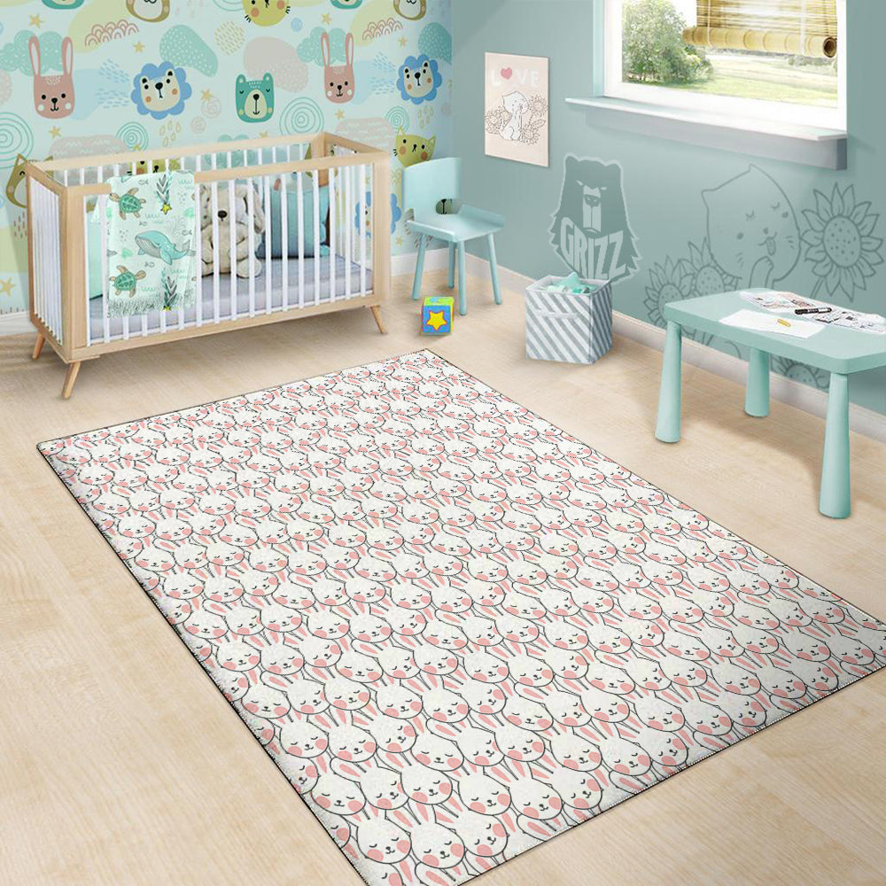 Rabbit Cute Print Pattern Floor Mat-grizzshop