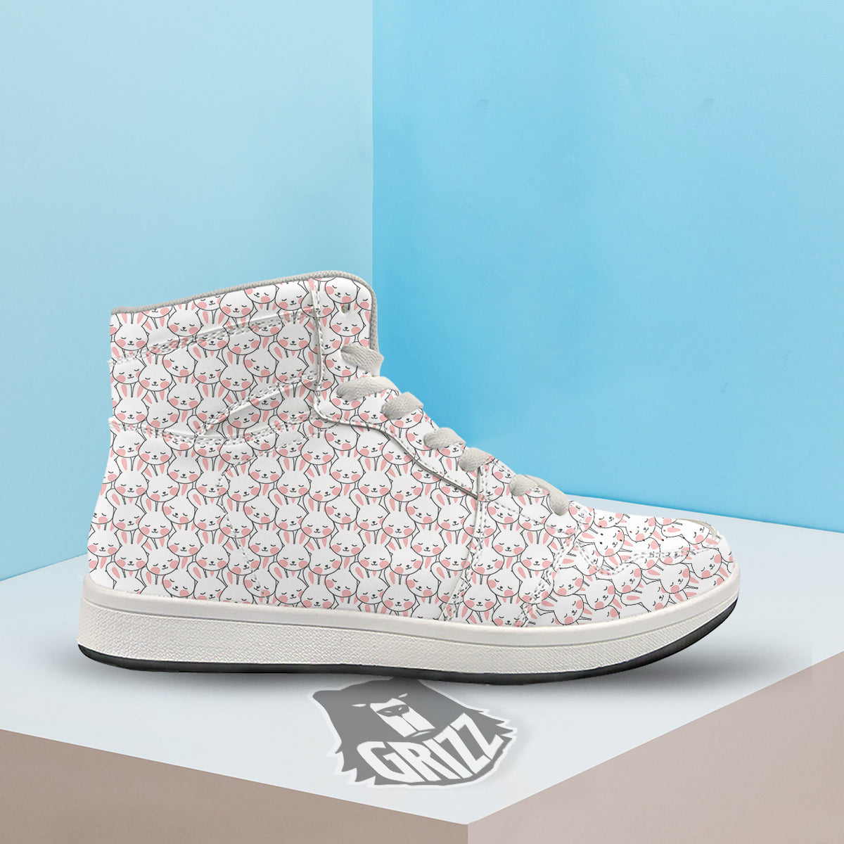 Rabbit Cute Print Pattern High Top Sneakers-grizzshop