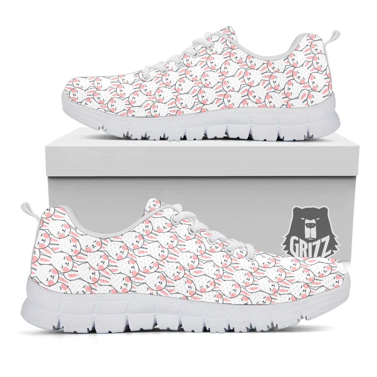 Rabbit Cute Print Pattern White Sneaker-grizzshop