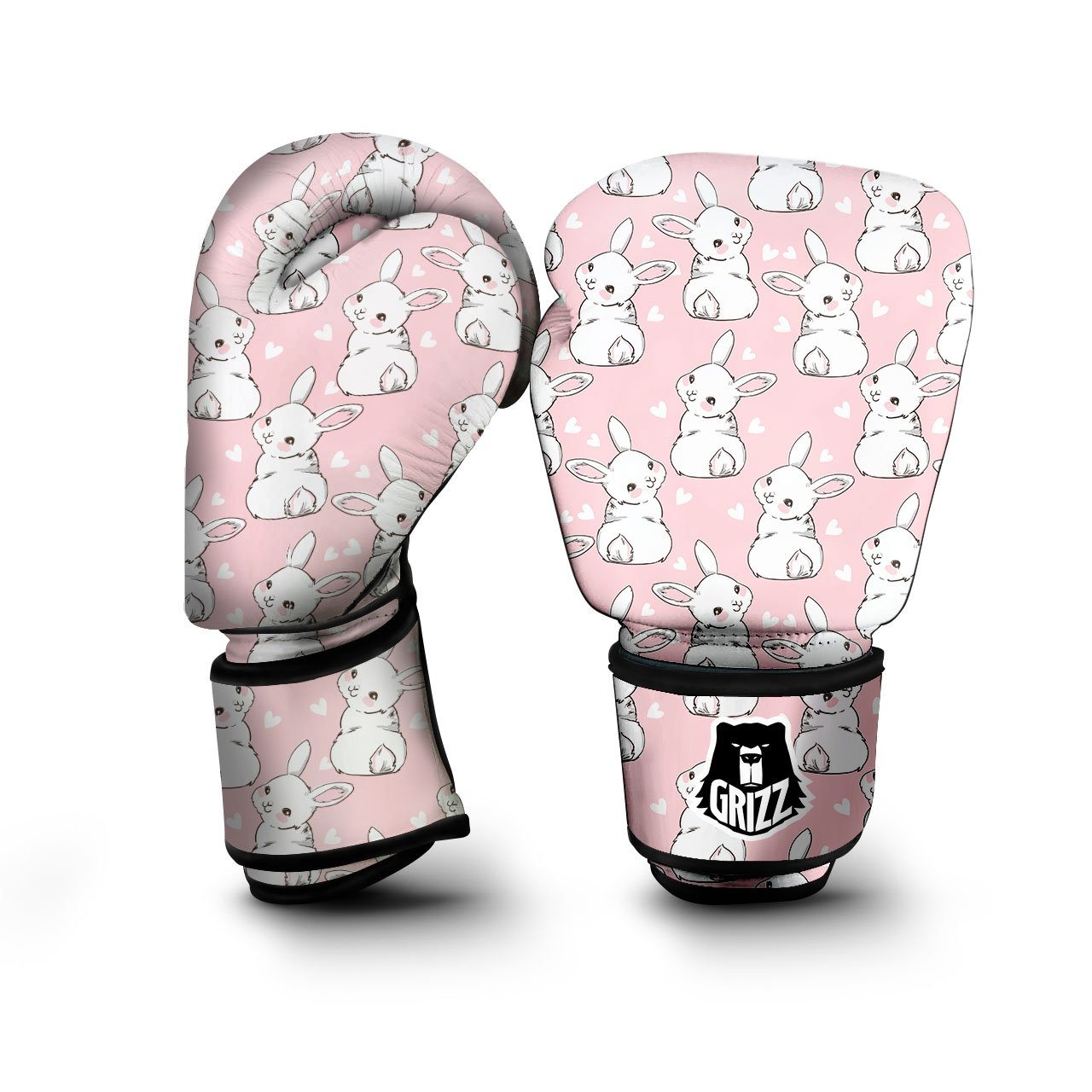 Rabbit Pink Print Pattern Boxing Gloves-grizzshop