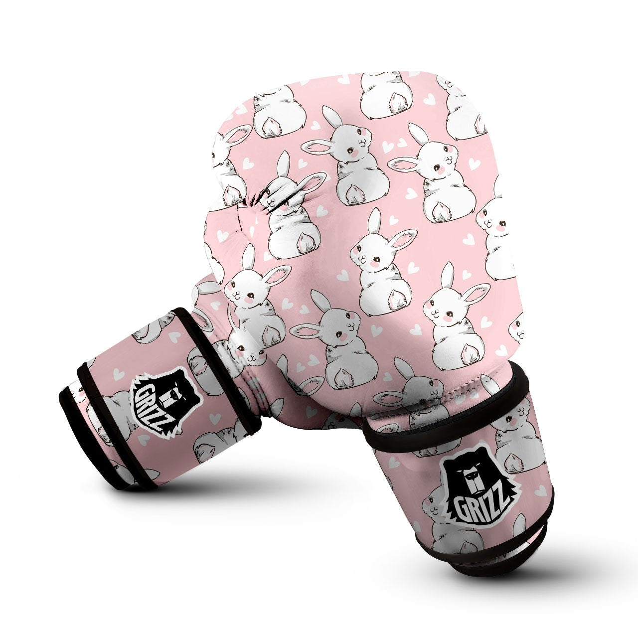 Rabbit Pink Print Pattern Boxing Gloves-grizzshop