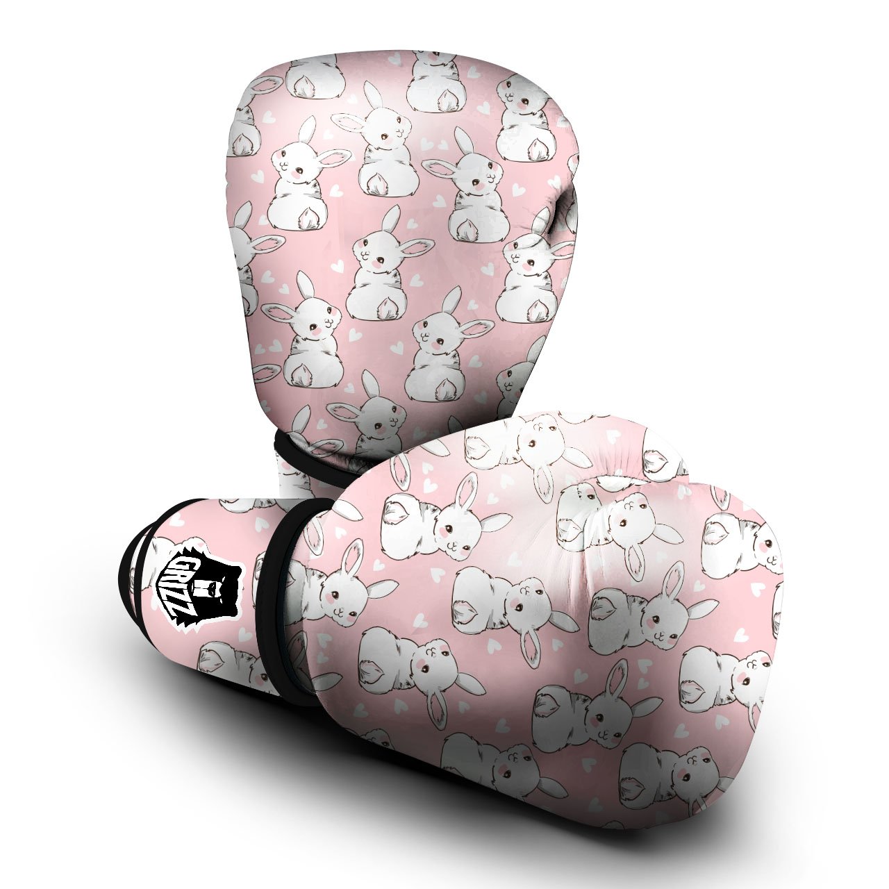 Rabbit Pink Print Pattern Boxing Gloves-grizzshop