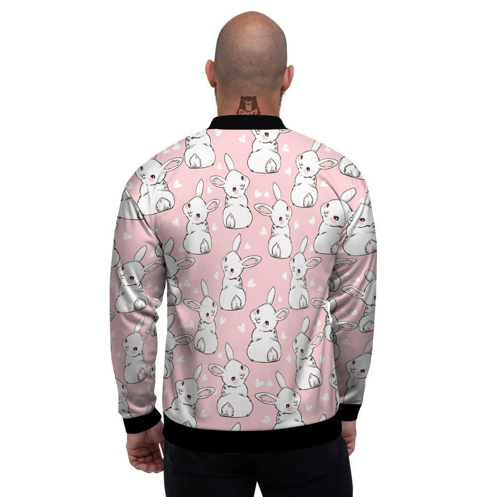 Rabbit Pink Print Pattern Men's Bomber Jacket-grizzshop