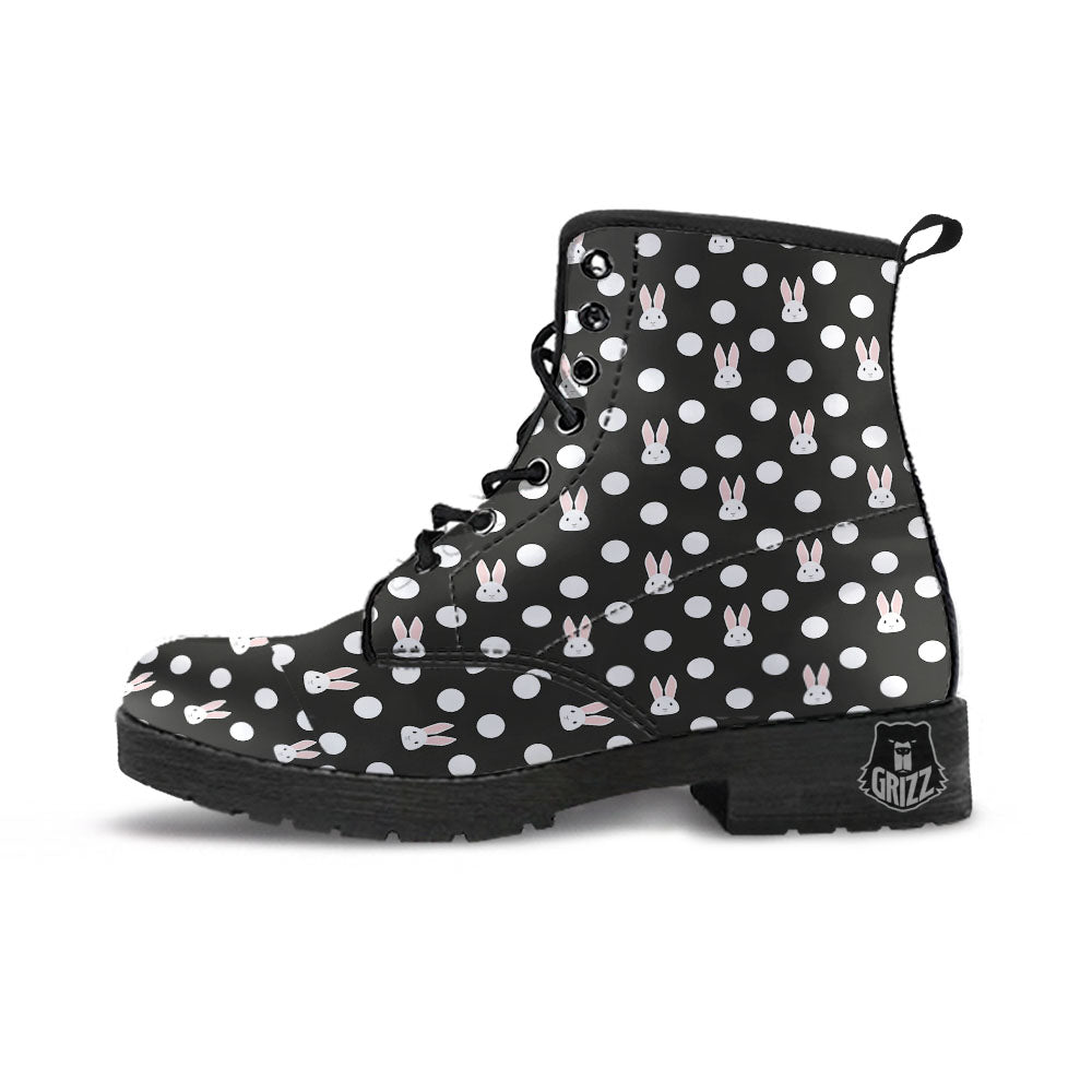 Rabbit Polka Dot Print Pattern Leather Boots-grizzshop