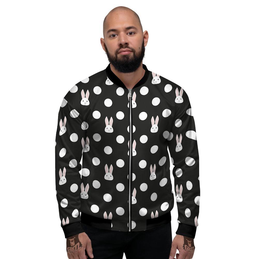 Rabbit Polka Dot Print Pattern Men's Bomber Jacket-grizzshop