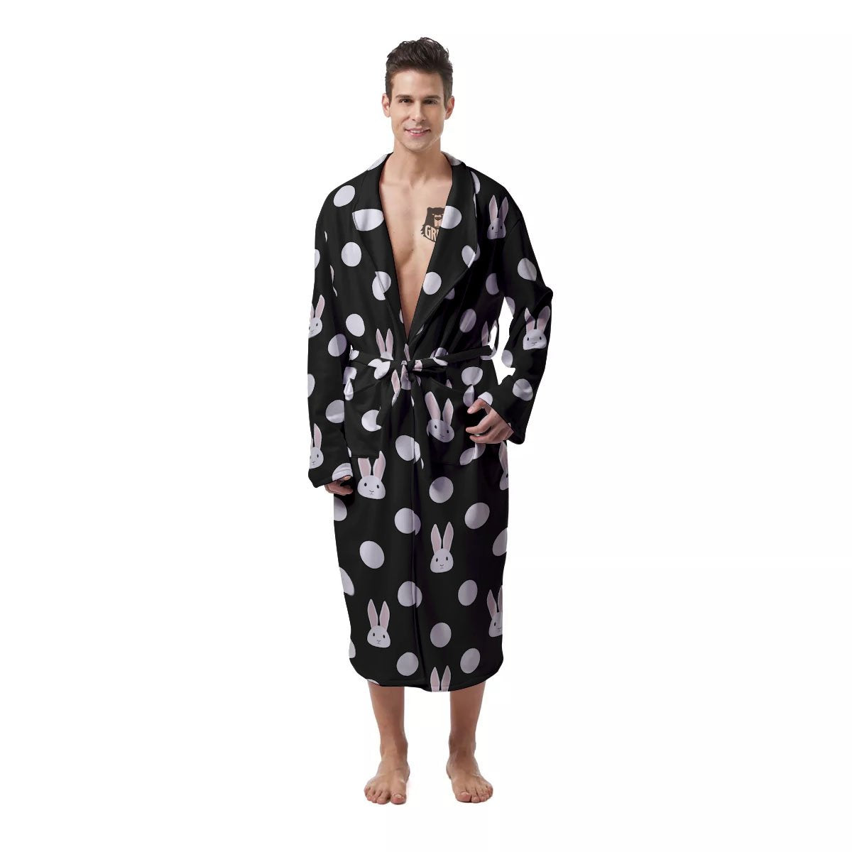 Rabbit Polka Dot Print Pattern Men's Robe-grizzshop