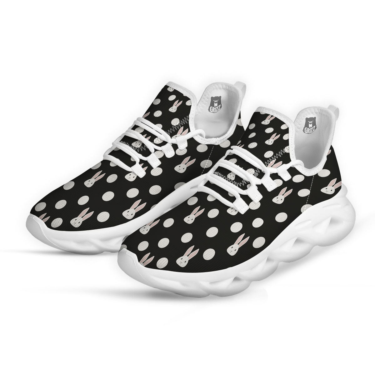 Rabbit Polka Dot Print Pattern White Running Shoes-grizzshop