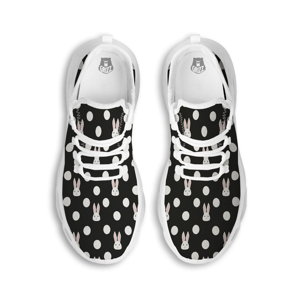 Rabbit Polka Dot Print Pattern White Running Shoes-grizzshop